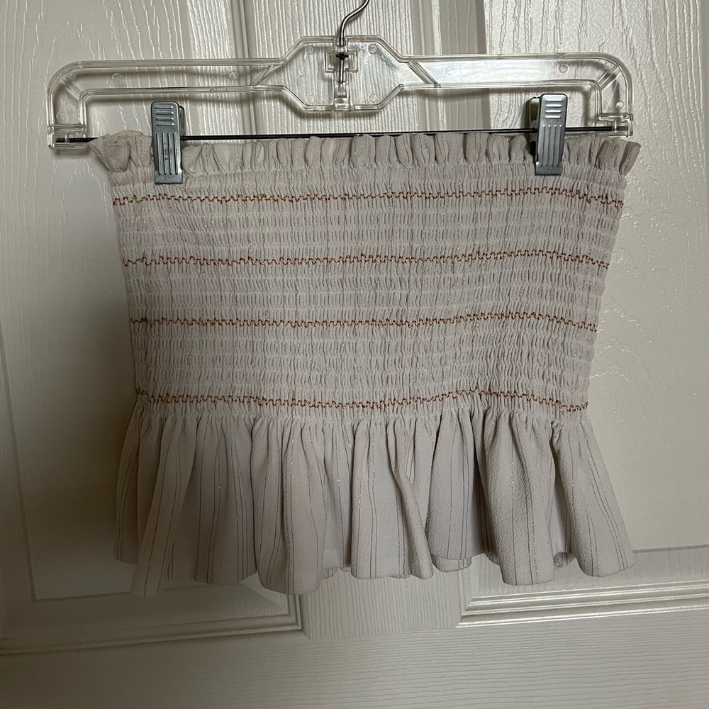 Donna mizani strapless cream and gold top